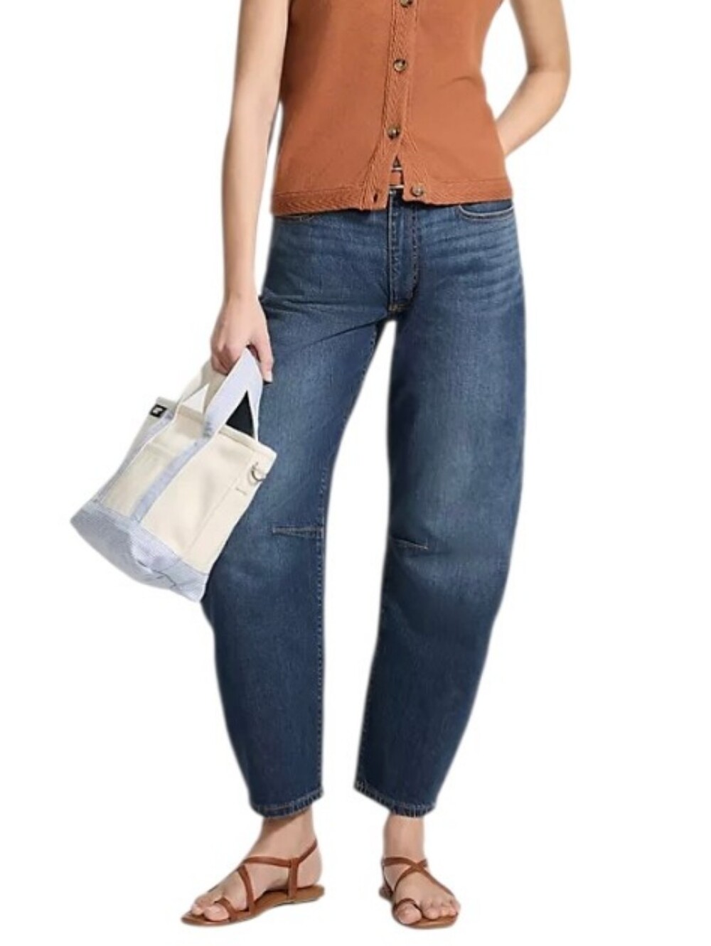 NWT Lands End Soft Denim Midrise Barrell Leg Ankle Jeans - 14P.             G6